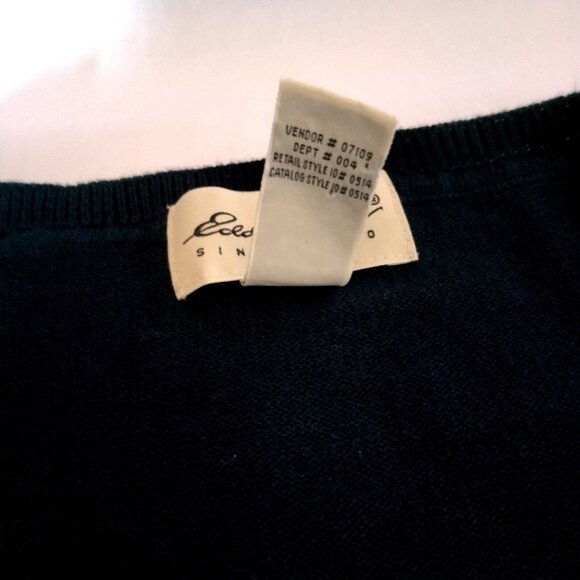 Eddie Bauer Sweater Vest Men XL Navy Blue V Neck Cable Knit Classic Cotton - Picture 4 of 9